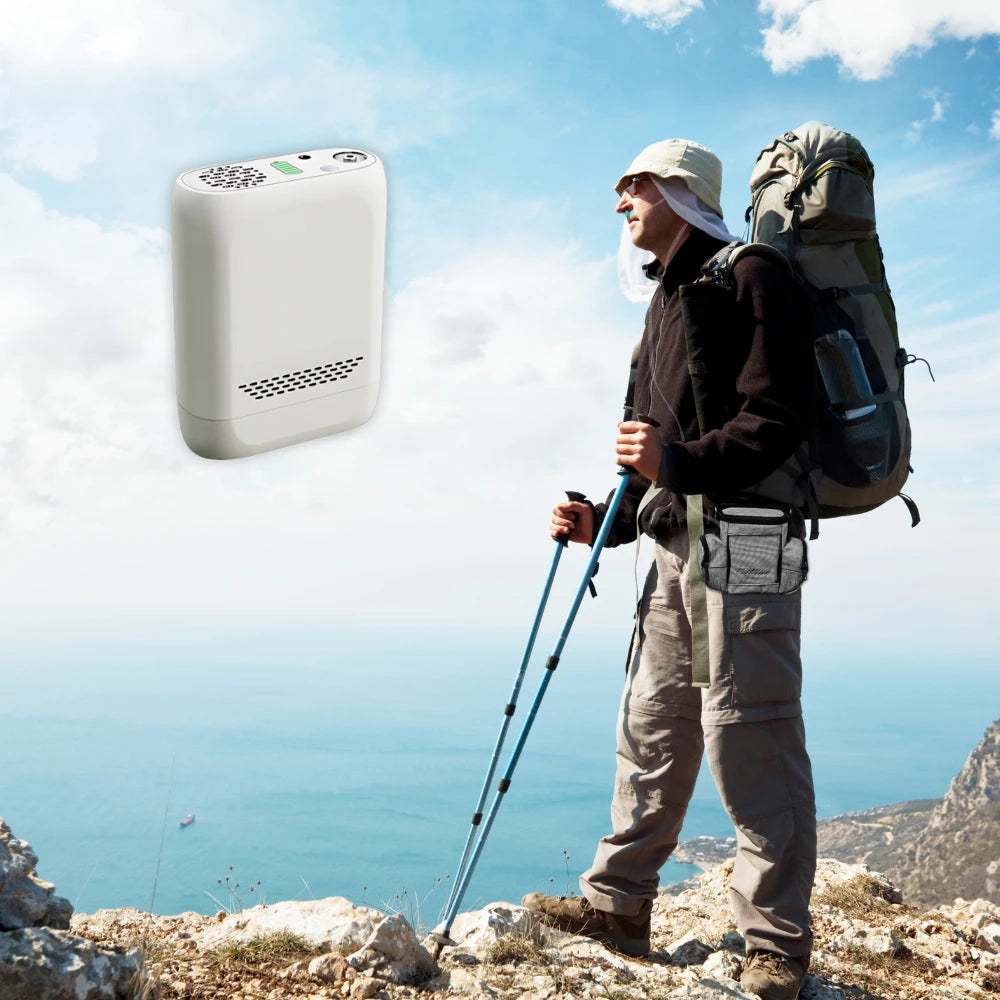 Tragbarer Sauerstoffkonzentrator mit kontinuierlichem Durchfluss und 3 l Akkubetrieb, 4 Stunden Laufzeit – POC-01