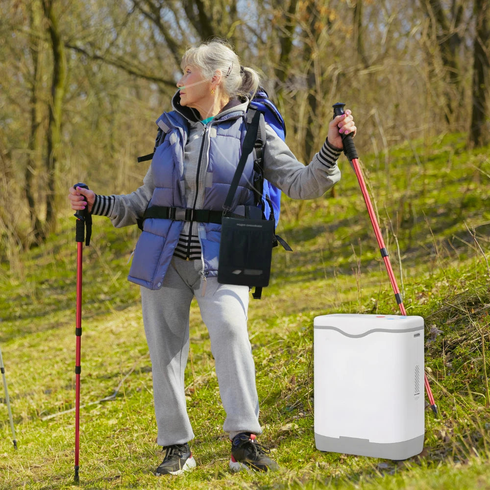 Concentrador de oxígeno de batería de flujo continuo ajustable de alta pureza portátil de 1-5L - POC-02