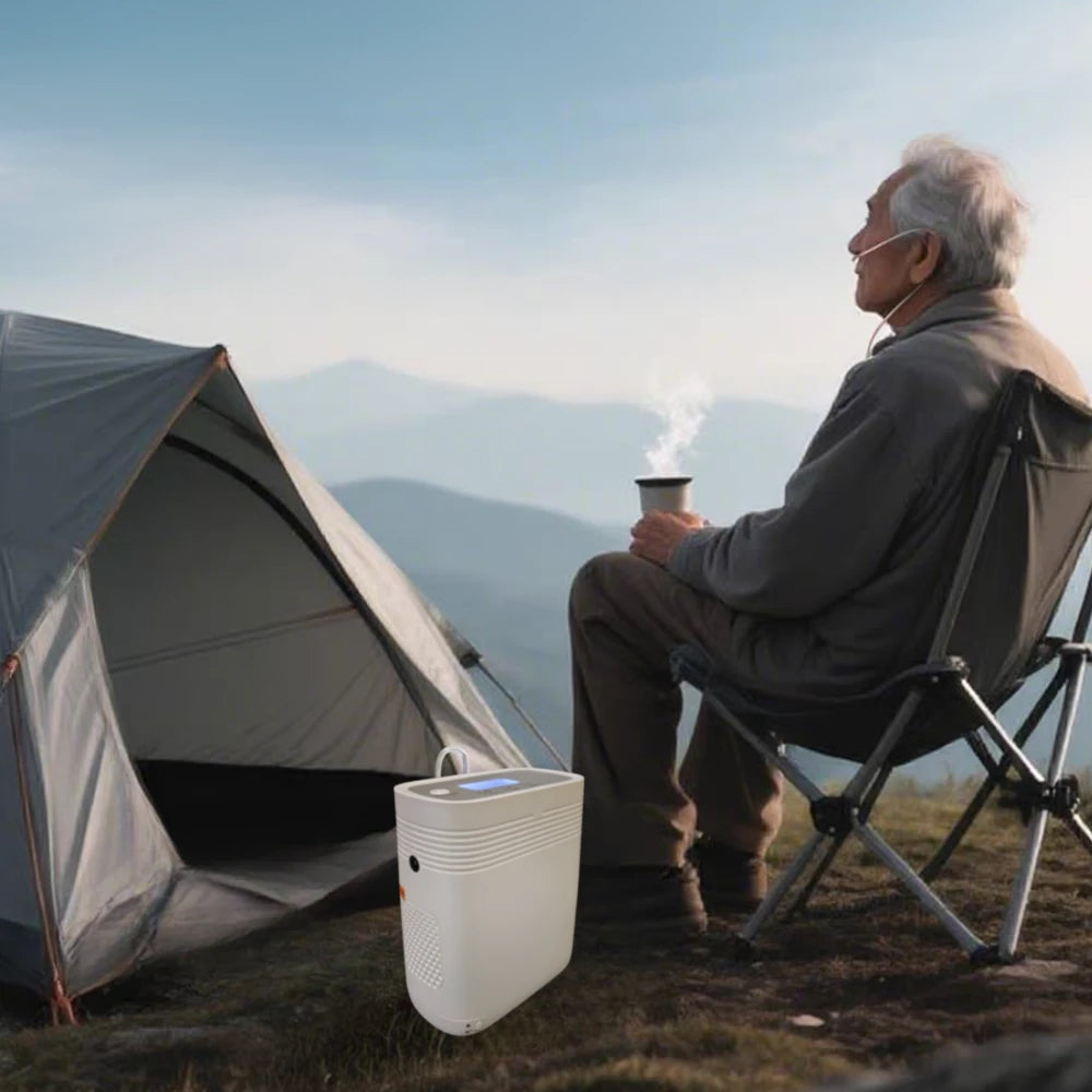 Portable 1-5L Adjustable Continuous Flow 3 Hours Battery Oxygen Concentrator - 1001S