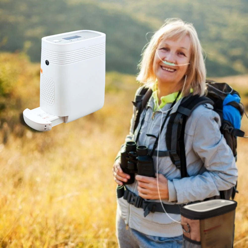 Portable 1-5L Adjustable Continuous Flow 3 Hours Battery Oxygen Concentrator - 1001S