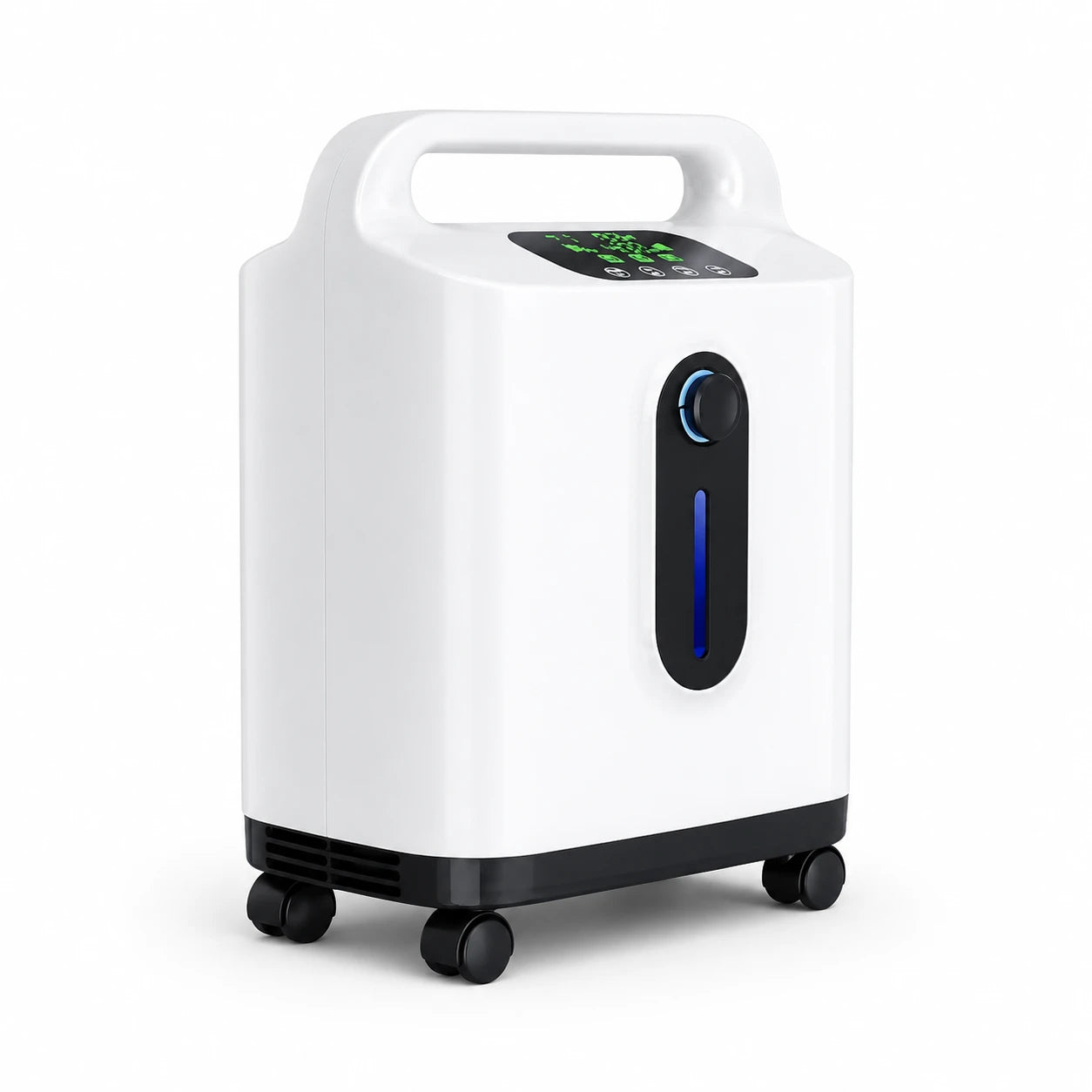 Front-left view of a 9L home oxygen concentrator