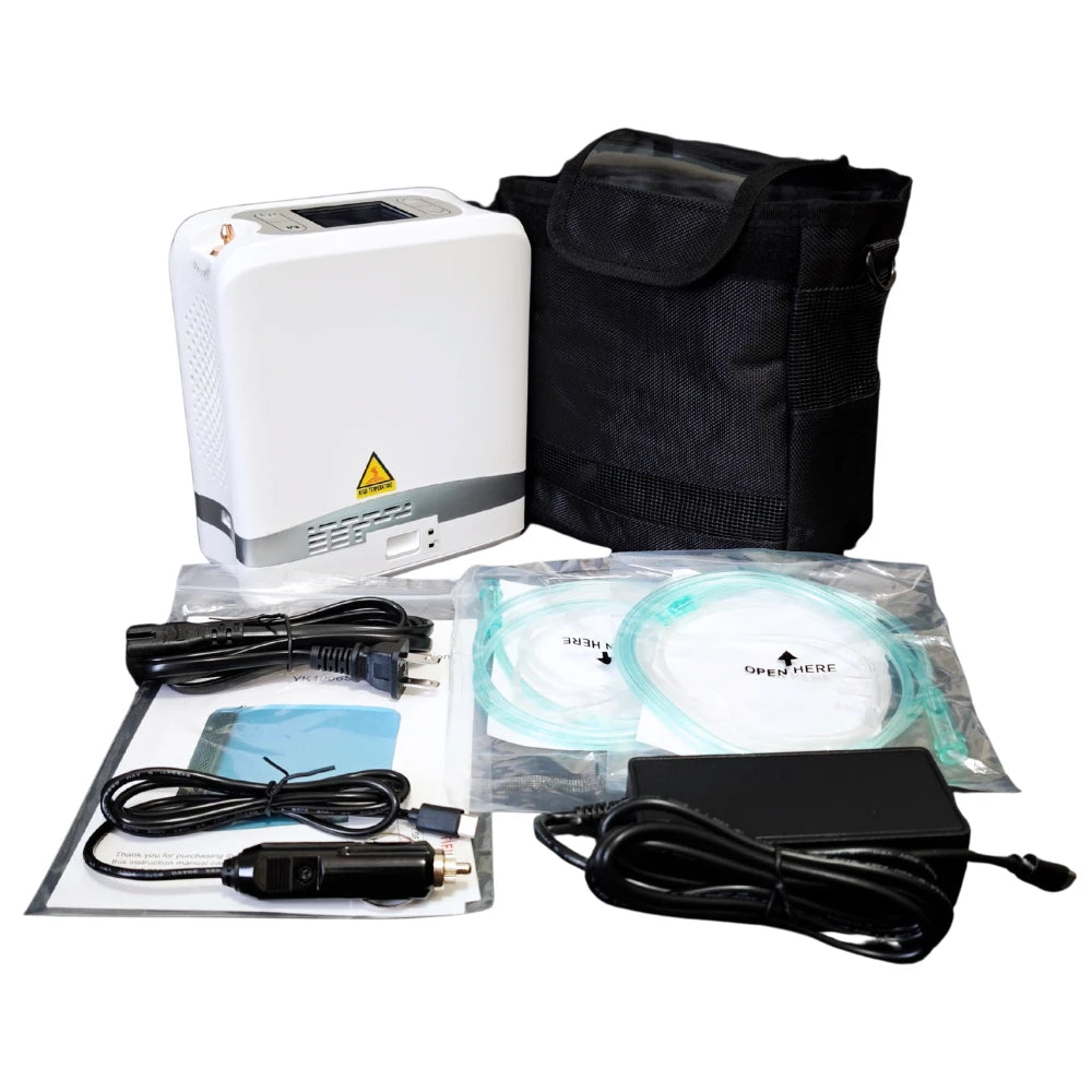 Concentrateur d'oxygène portable 1-7L avec débit pulsé réglable et batterie de 5 heures - POC-04