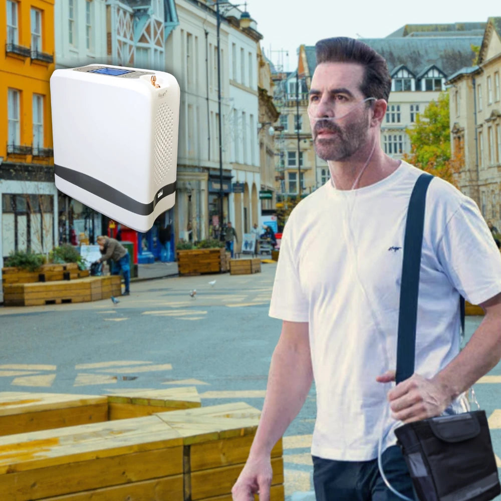 Concentrateur d'oxygène portable 1-7L avec débit pulsé réglable et batterie de 5 heures - POC-04