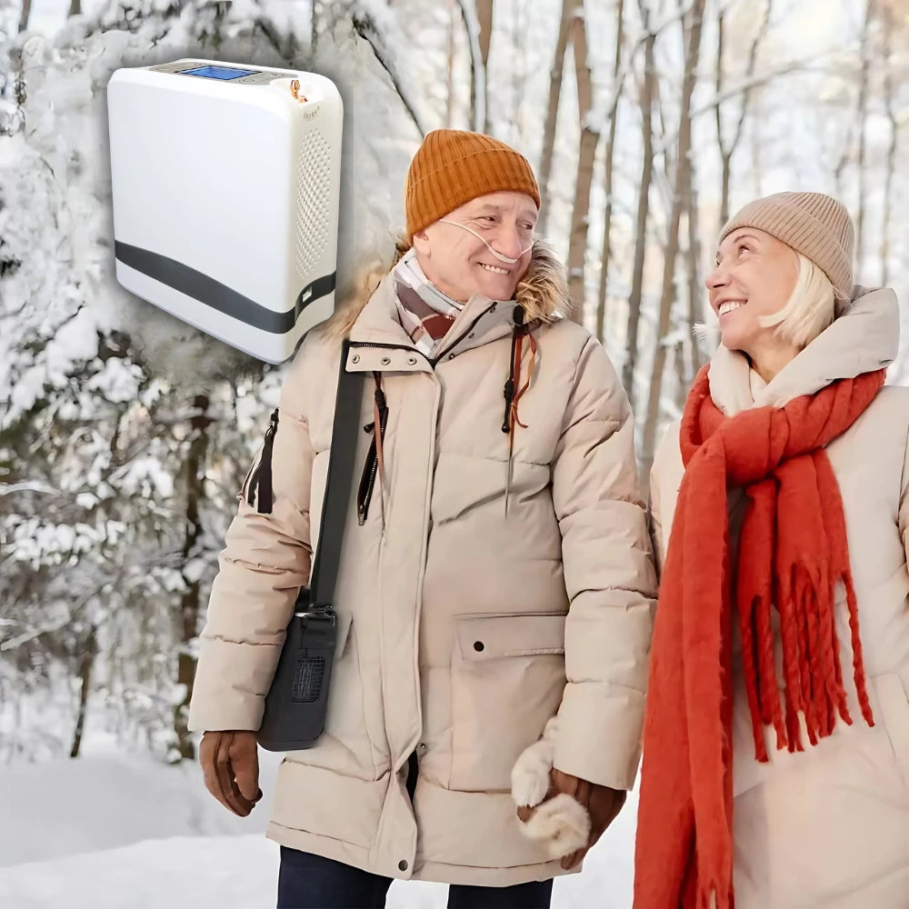 Concentrateur d'oxygène portable 1-7L avec débit pulsé réglable et batterie de 5 heures - POC-04