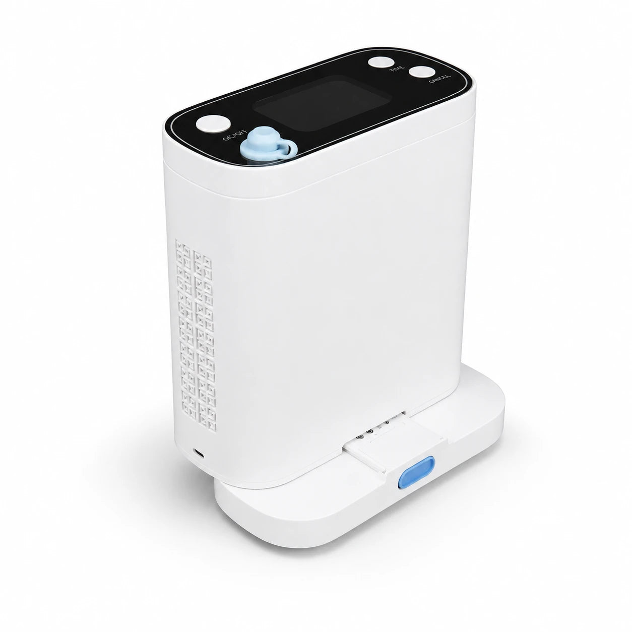 BE12 1-8L portable oxygen concentrator with a removable battery for convenient charging and extended outdoor use