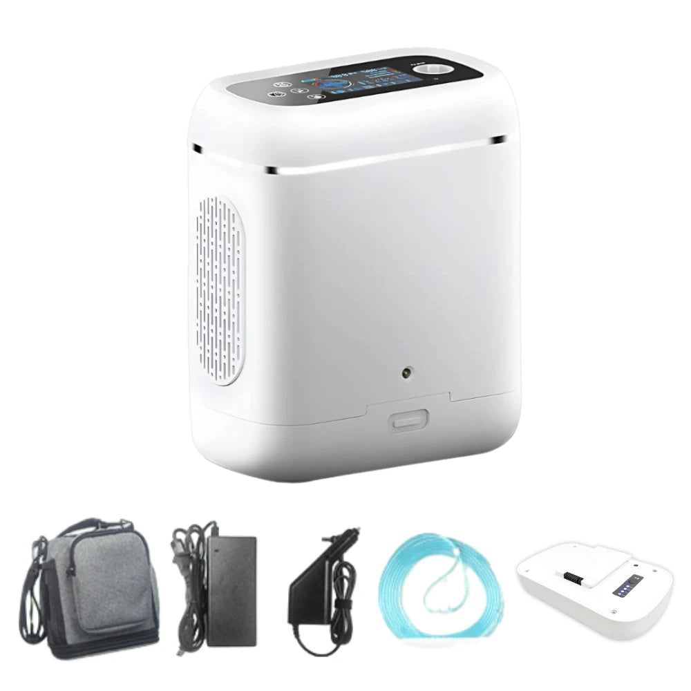 Concentrateur d'oxygène portable à flux pulsé réglable de 1 à 5L avec batterie pour 4 heures - DF-012BX