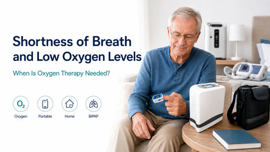 Shortness of breath and low oxygen guide featuring portable oxygen concentrator, home oxygen support and BiPAP machine