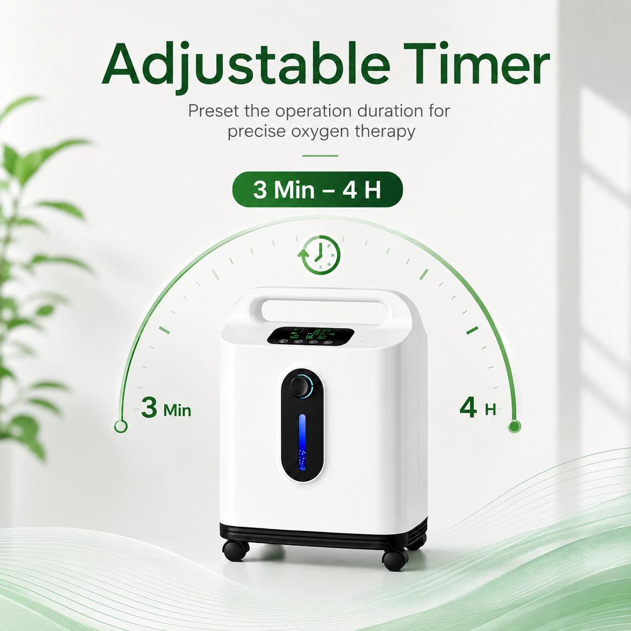1-9L home oxygen concentrator with 4-hour timer function