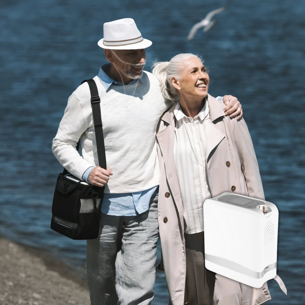 Tragbares 1-7L einstellbarer Pulsfluss 5 Stunden Akku Sauerstoffkonzentrator - POC-04