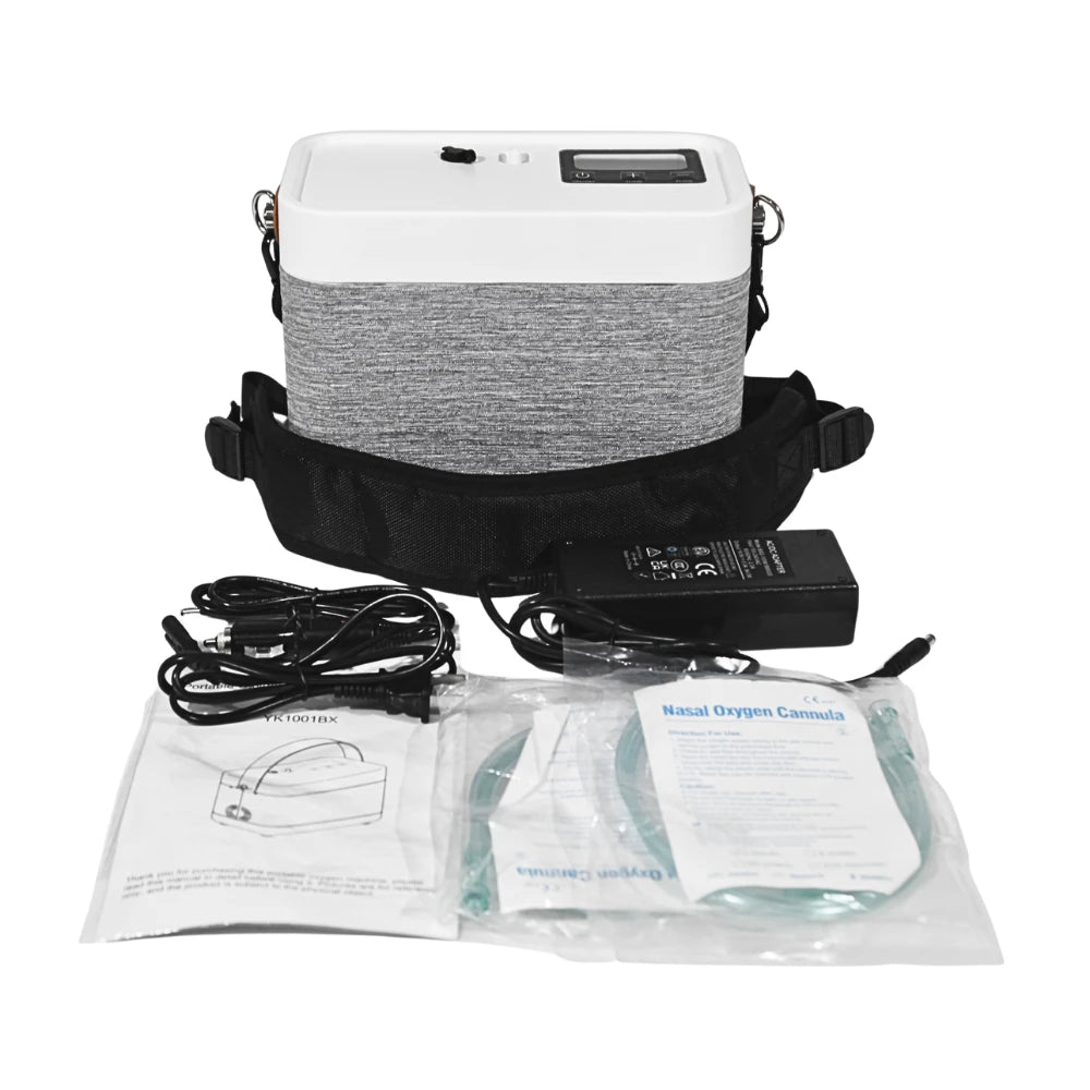 Portable 1-5L Adjustable Continuous Flow 2 Hours Battery Oxygen Concentrator - 1001BX