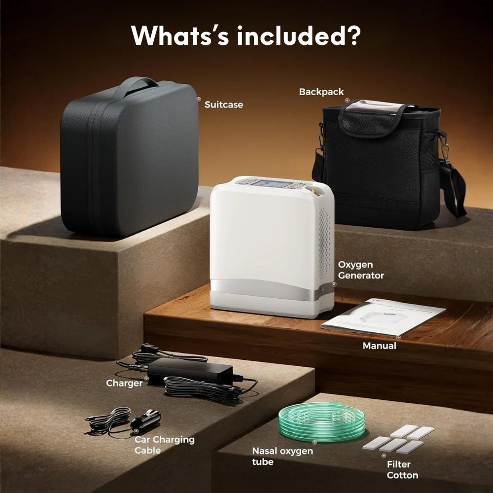 Portable 1-7L Adjustable Pulse Flow 5 Hours Battery Oxygen Concentrator - POC-04