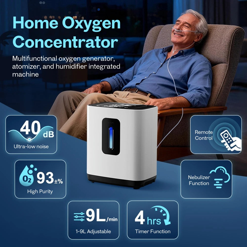 Home 1-9L Adjustable Continuous Flow Oxygen Concentrator - DF-020