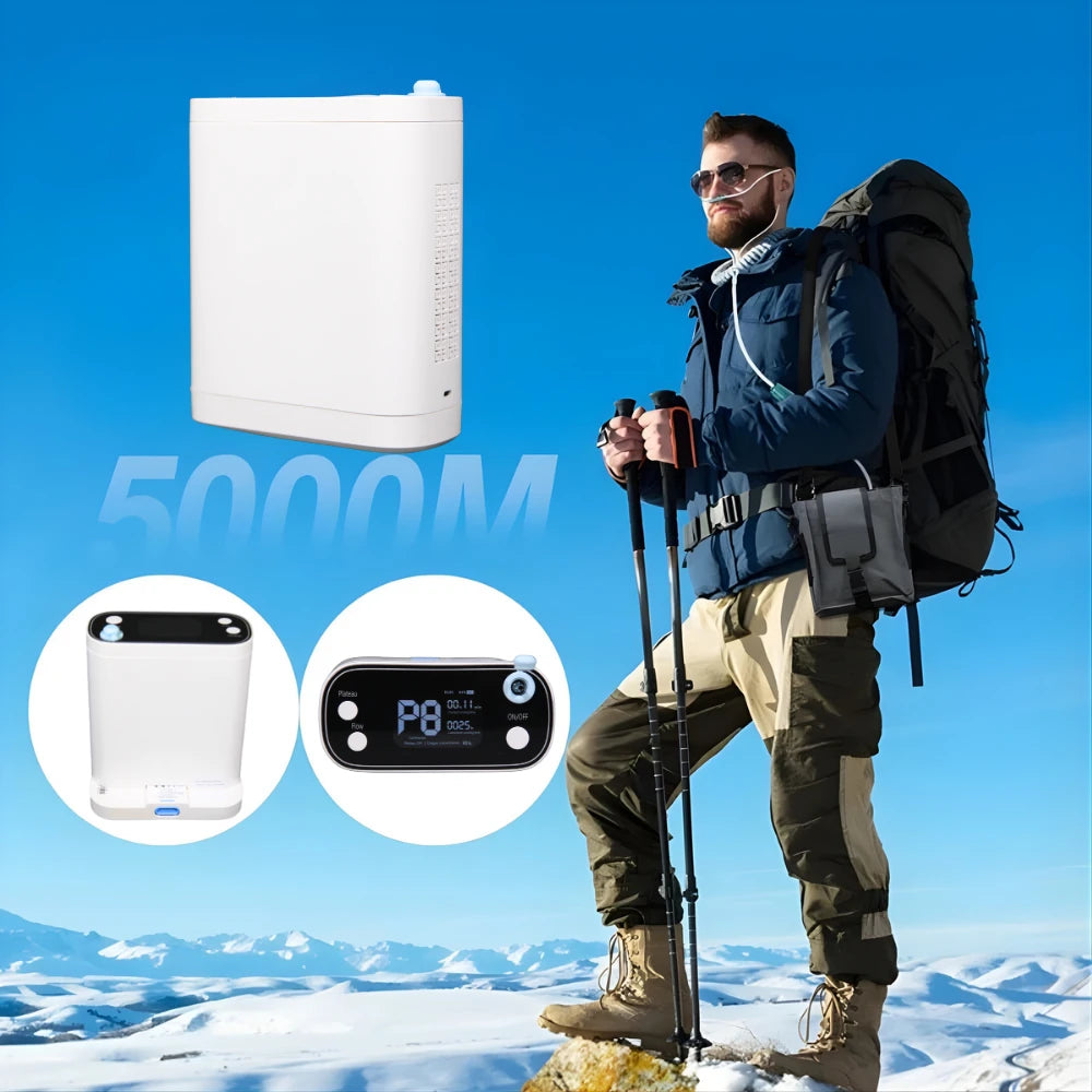 Portable 1-8 Adjustable Pulse&Continuous Flow 5 Hours Battery Oxygen Concentrator - BE12