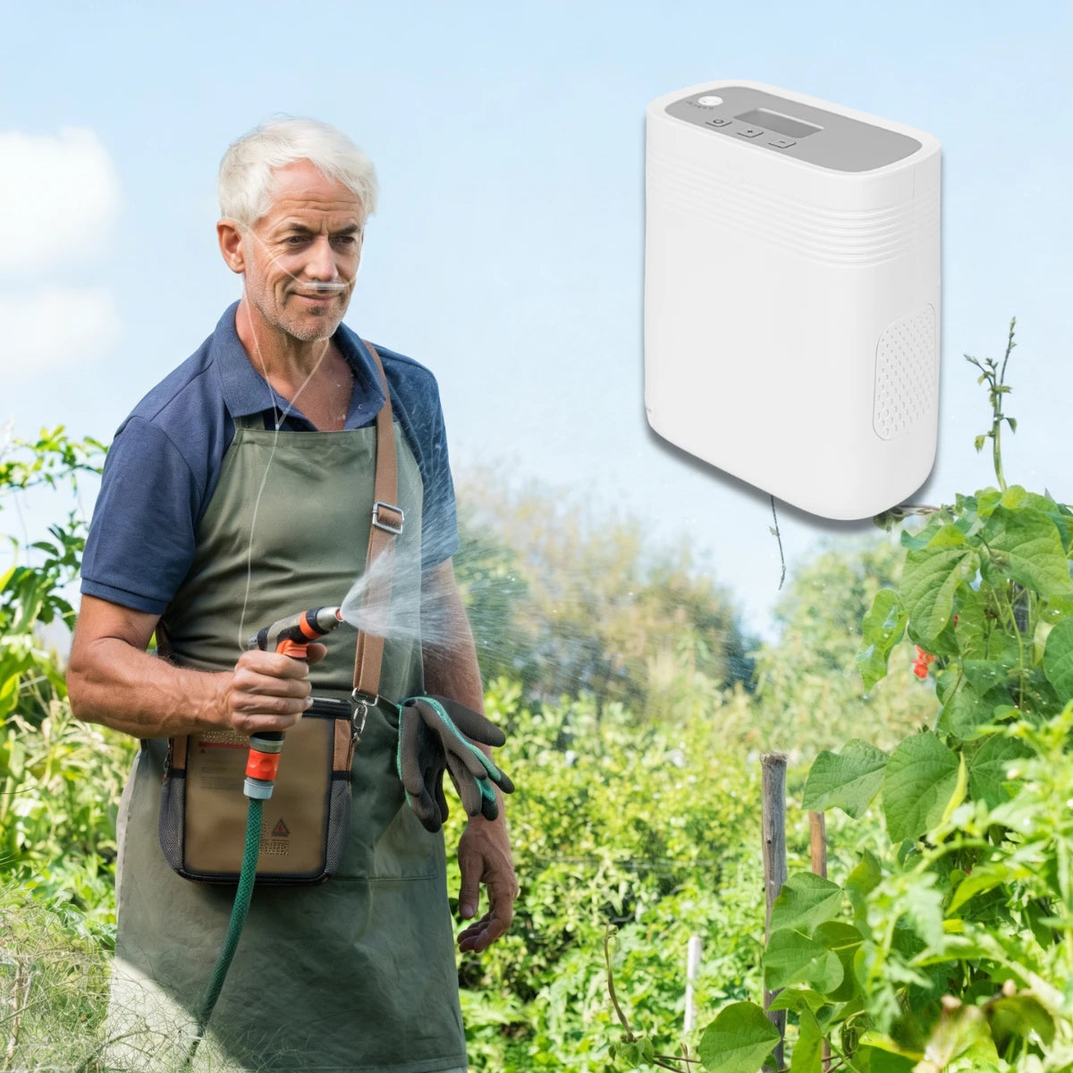 Concentrador de oxígeno portátil de flujo continuo ajustable de 1-5L con batería de 3 horas - 1001S 