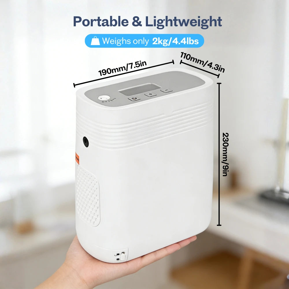 Concentrador de oxígeno portátil de flujo continuo ajustable de 1-5L con batería de 3 horas - 1001S 