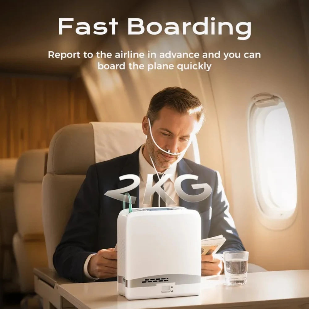 Portable 1-7L Adjustable Pulse Flow 5 Hours Battery Oxygen Concentrator - POC-04