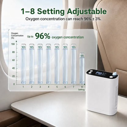 BE12 1-8L portable oxygen concentrator with up to 96% oxygen concentration and adjustable flow settings