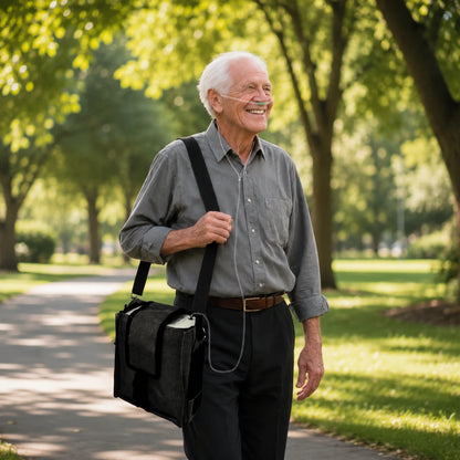 BE12 1-8L portable oxygen concentrator for seniors during outdoor activities, errands and travel