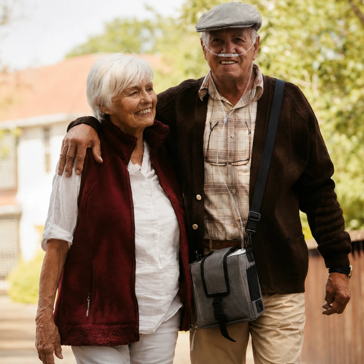 BE12 1-8L portable oxygen concentrator for seniors during daily walks and outdoor activities