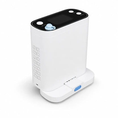 BE12 1-8L portable oxygen concentrator with a removable battery for convenient charging and extended outdoor use