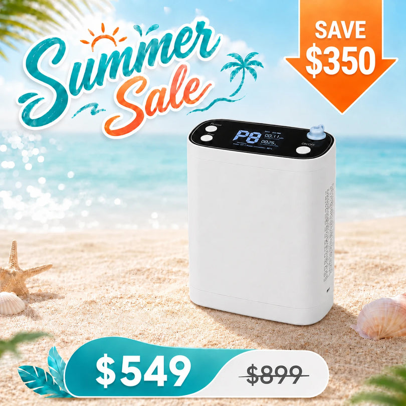 BE12 1-8L portable oxygen concentrator summer sale with special discount for travel and outdoor use