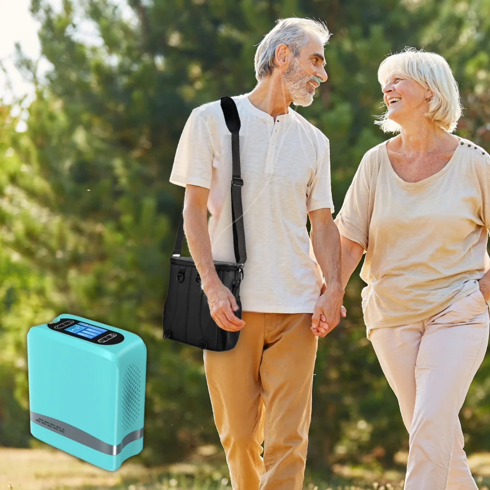 Concentrador de oxígeno portátil con flujo de pulso ajustable de 1-7L y batería de 4.5 horas - POC-04 