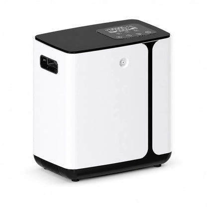 Home oxygen concentrator front-right view