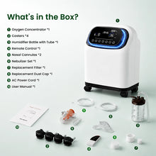 Accessories included with the Higreen Health DF-013 2–9L continuous flow home oxygen concentrator