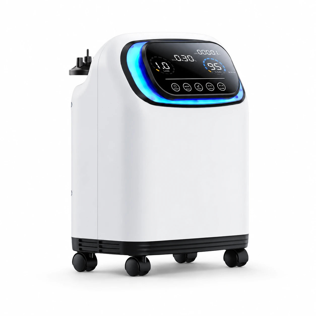 Front-left view of the Higreen Health DF-013 2–9L continuous flow home oxygen concentrator