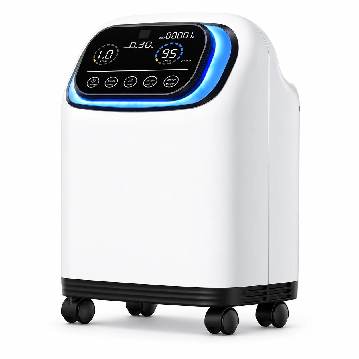 Front-right view of the Higreen Health DF-013 2–9L continuous flow home oxygen concentrator