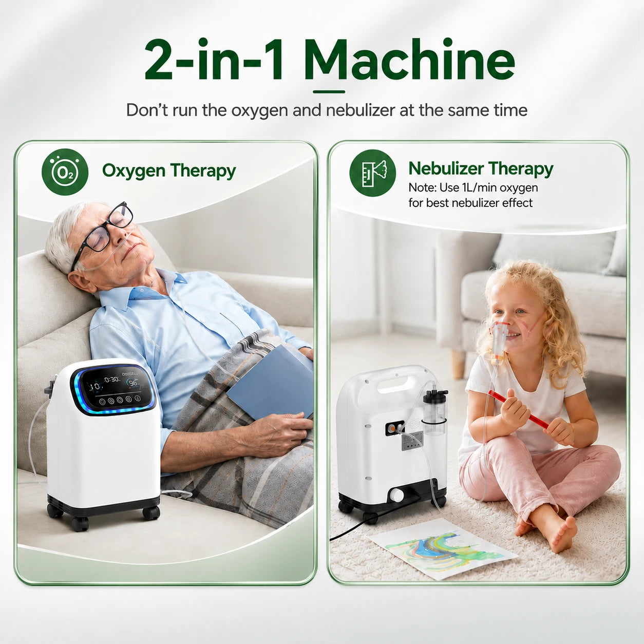 Higreen Health DF-013 9L continuous flow home oxygen concentrator with nebulizer function