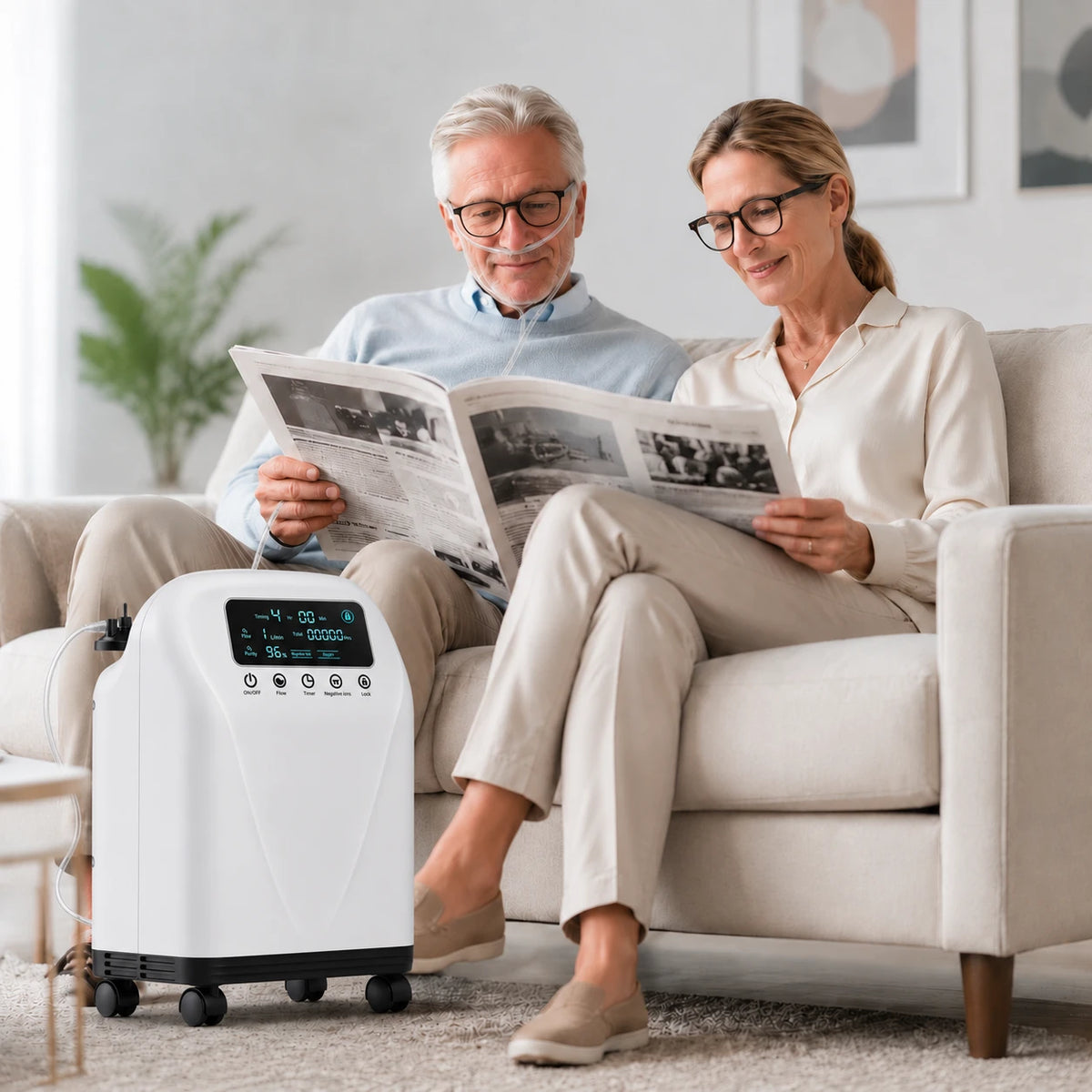 Higreen Health DF-016 2–9L continuous flow home oxygen concentrator for daily home use by elderly users
