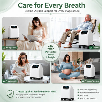 Higreen Health DF-016 2–9L continuous flow home oxygen concentrator suitable for a range of home users