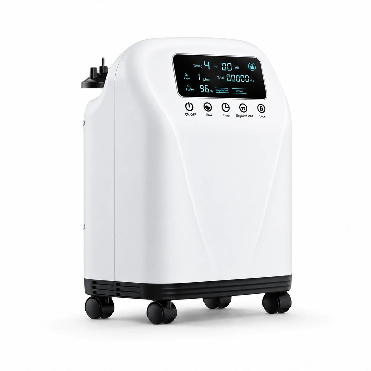 Front-left view of the Higreen Health DF-016 2–9L continuous flow home oxygen concentrator