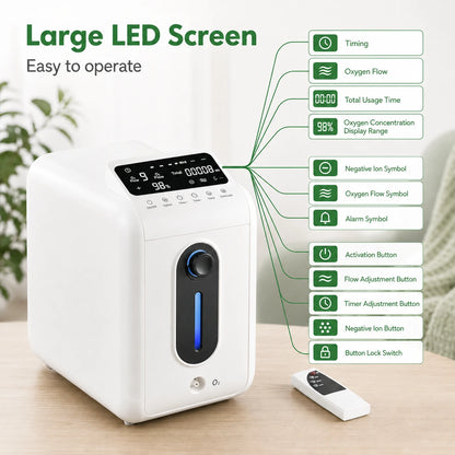 DF-018 9L home oxygen concentrator with large screen display and simple controls