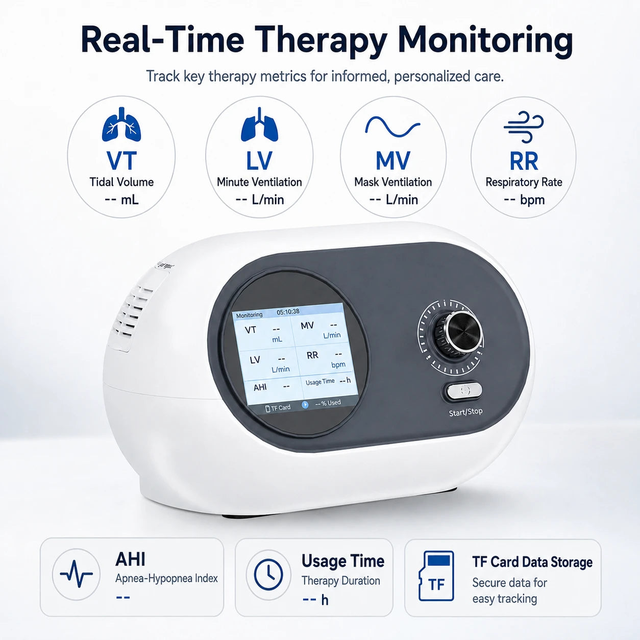 DF-925S BiPAP machine with real-time therapy data monitoring