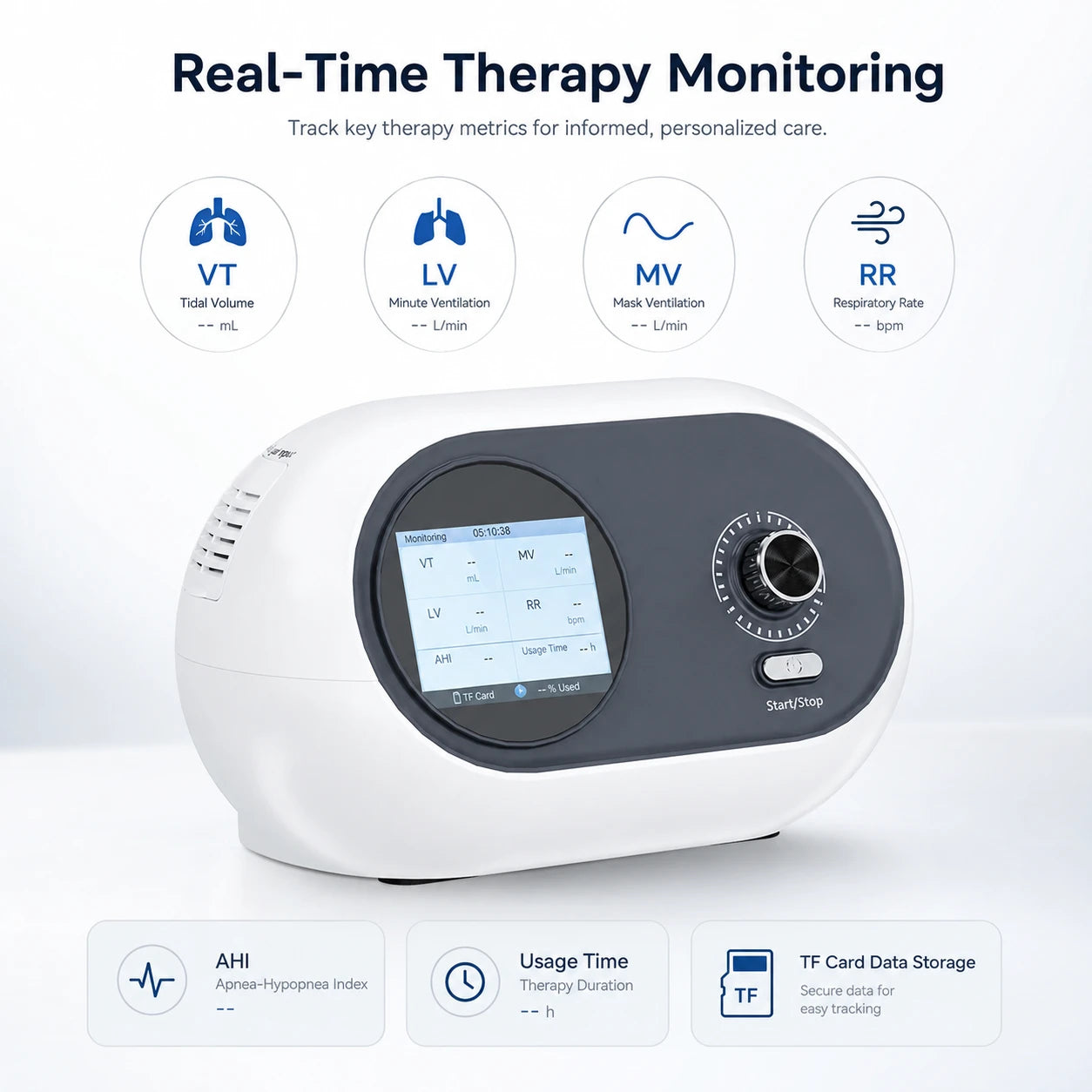 DF-925S BiPAP machine with real-time therapy data monitoring