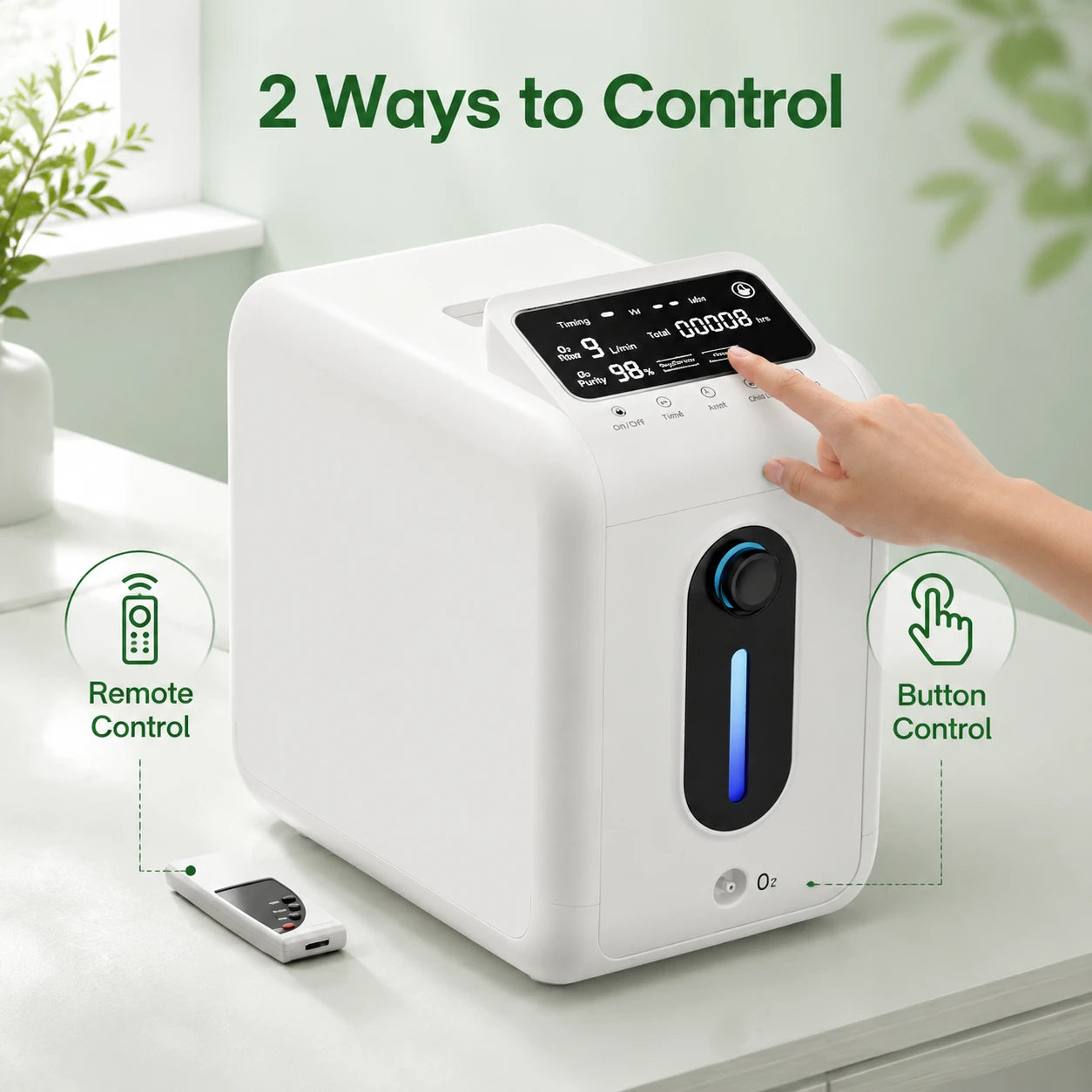Easy-to-use 9L home oxygen concentrator with simple controls for seniors