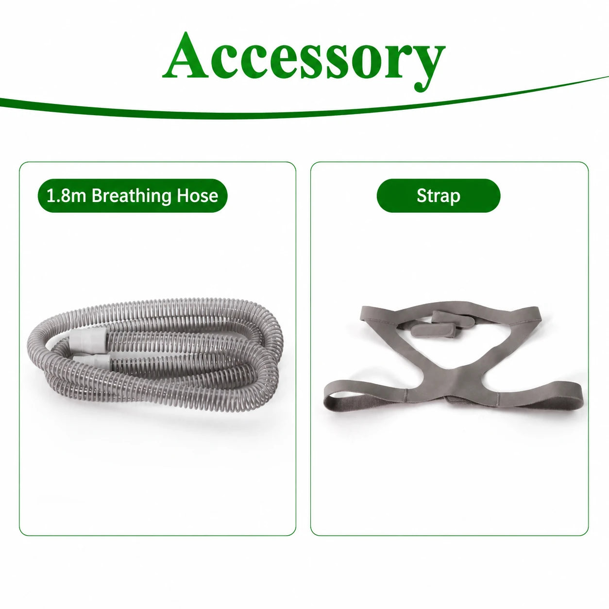 Higreen Health CPAP full face mask accessories including memory foam cushion, frame and adjustable headgear