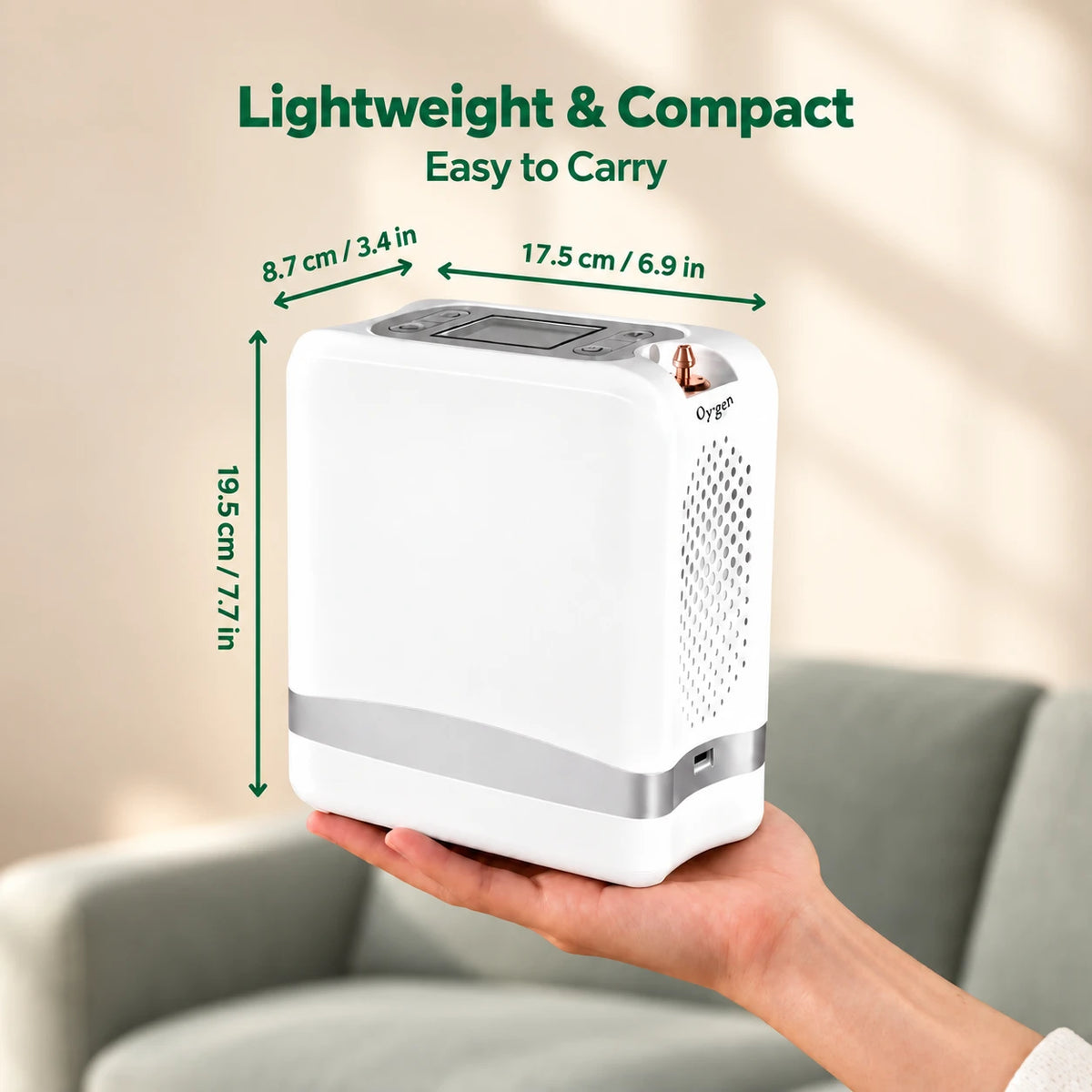 Compact portable 7L oxygen concentrator for travel and daily use