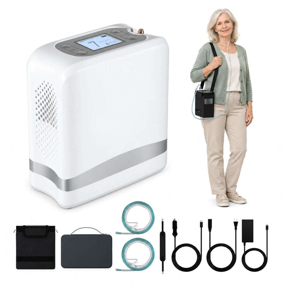 Portable 1-7l Adjustable 5 Hours Battery Oxygen Concentrator POC-04