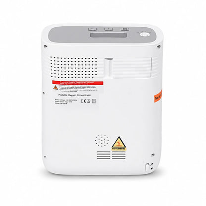 Back view of the portable 1-5L continuous flow oxygen concentrator