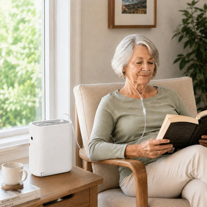 Portable 1-5L continuous flow oxygen concentrator for home oxygen support