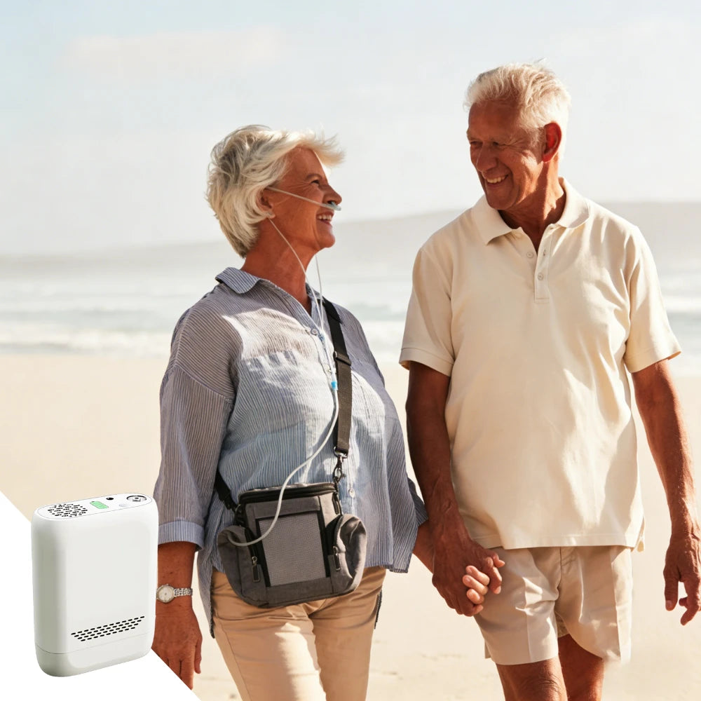 Portable 3L continuous flow oxygen concentrator for travel and outdoor use