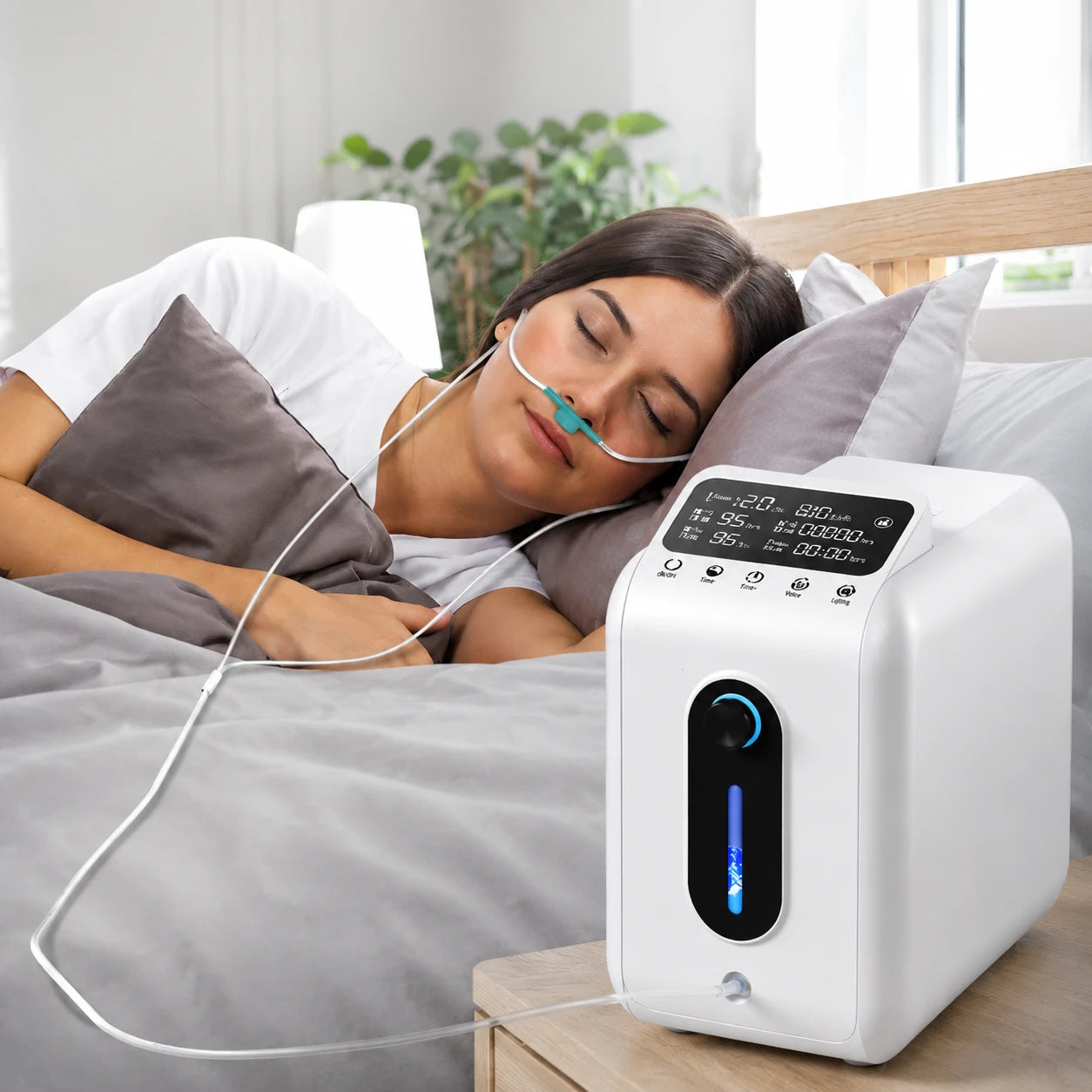 Quiet 9L home oxygen concentrator designed for nighttime oxygen therapy and sleep use