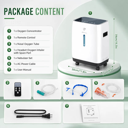 Accessories included with the YK1002 10L home oxygen concentrator