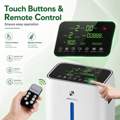 YK1002 10L home oxygen concentrator with a large, easy-to-read display