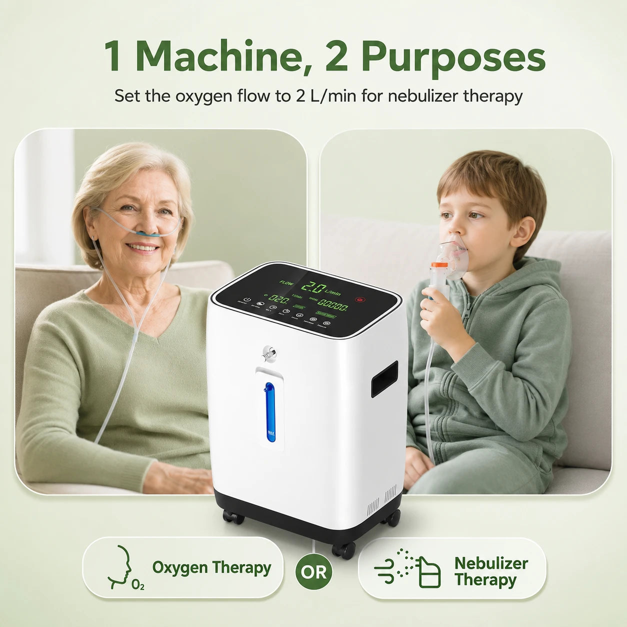 YK1002 10L home oxygen concentrator with integrated nebulizer function